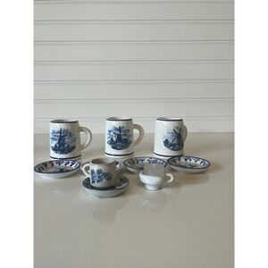 Blue Dutch miniature‎ mugs and plates